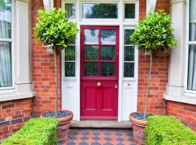 Classic Red and White Main Door