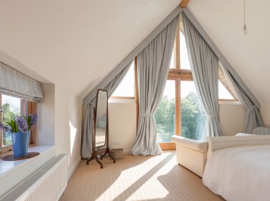 Charming Floor to Ceiling Windows with Pentagon Frame