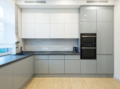 Grey Cabinets and White Countertops